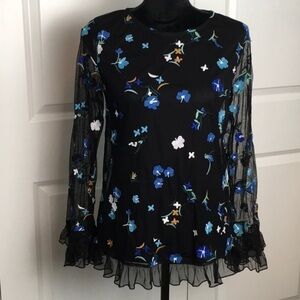 🎉 SALE Du Jour Embroidered Tulle Top